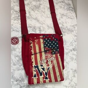 Robin Ruth New York USA Flag Crossbody Bag - Red 100% Cotton